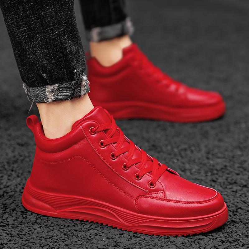 Men Shoes Size 46 - Couple Autumn Winter New High-top Red