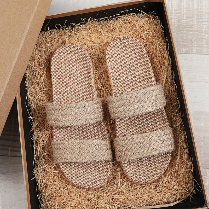 Men'S Shoes For Summer - Women Indoor Slippers Home Flax Slides