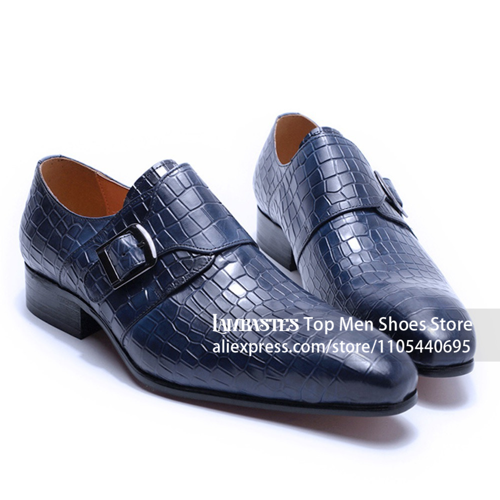 Crocodile Alligator Embossed L - огляд і ціна Men'S Shoes Navy Blue