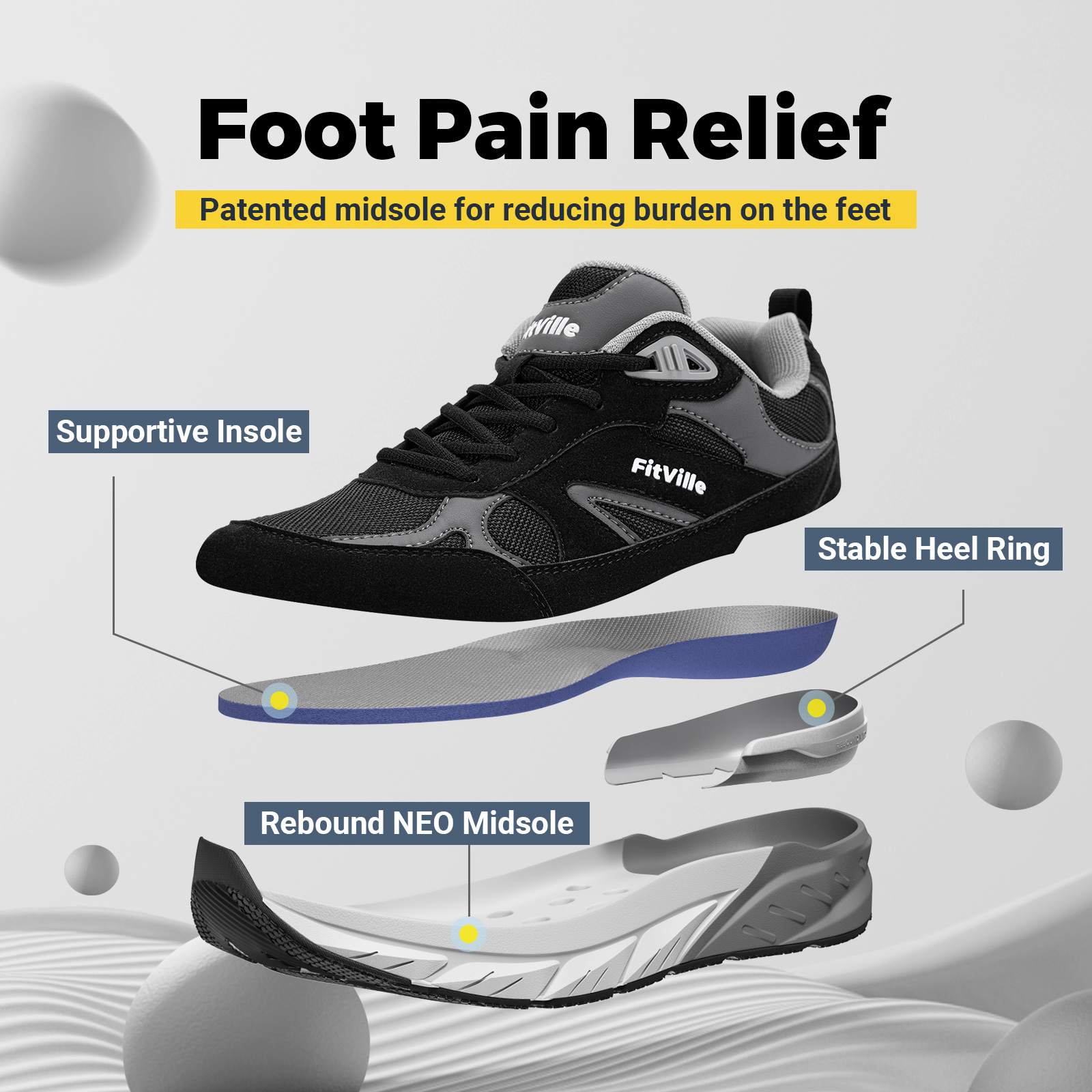 Fitville Walking Shoes Wide Me - огляд і ціна Men'S Shoes Plantar Fasciitis